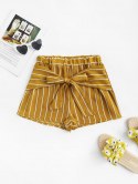 Striped Belted High Waisted Micro Shorts