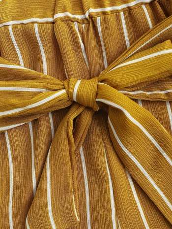 Striped Belted High Waisted Micro Shorts