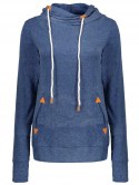 Stylish Hooded Long Sleeve Draped Spliced Women's Hoodie