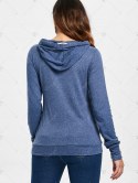 Stylish Hooded Long Sleeve Draped Spliced Women's Hoodie