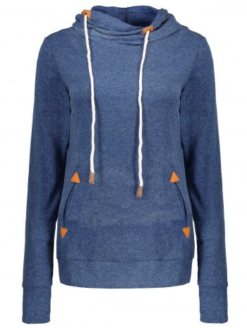 Stylish Hooded Long Sleeve Draped Spliced Women's Hoodie