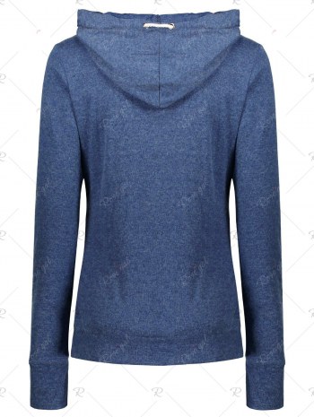 Stylish Hooded Long Sleeve Draped Spliced Women's Hoodie