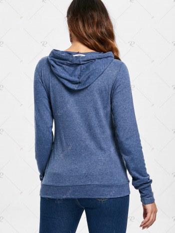 Stylish Hooded Long Sleeve Draped Spliced Women's Hoodie