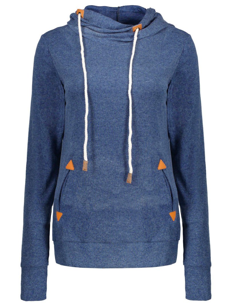 Stylish Hooded Long Sleeve Draped Spliced Women's Hoodie