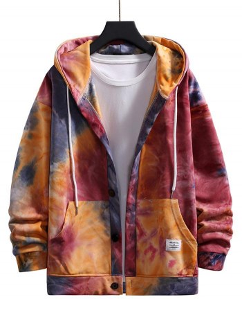 Tie Dye Drop Shoulder Hooded Jacket