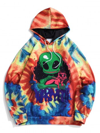 Tie Dye Et Cat Print Hoodie