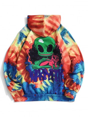 Tie Dye Et Cat Print Hoodie