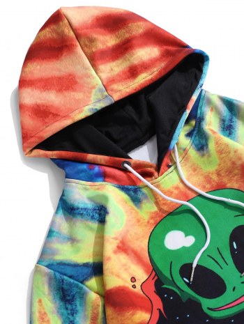 Tie Dye Et Cat Print Hoodie