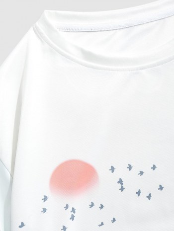 Tie Dye Mountain Sun Print Doctor Sleeve T-shirt