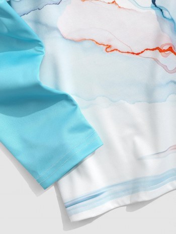 Tie Dye Mountain Sun Print Doctor Sleeve T-shirt