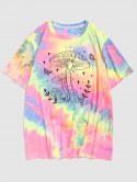 Tie Dye Mushroom Butterfly Print T-shirt