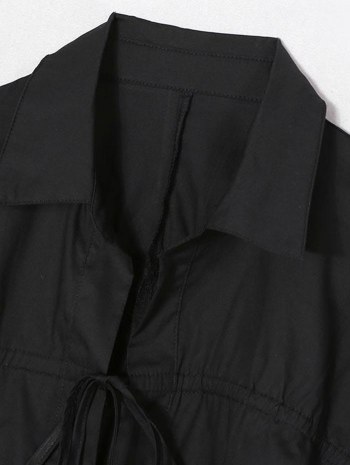 Tie Front Gathered Sleeve Crop Blouse