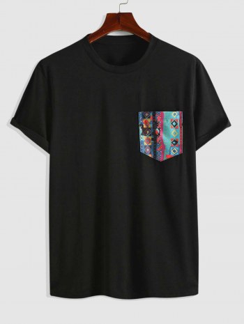 Tribal Print Front Pocket Design T-shirt