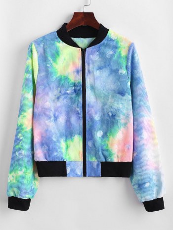 Zip Up Tie Dye Corduroy Jacket