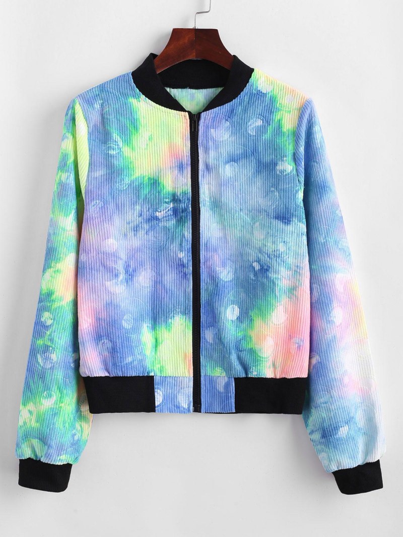 Zip Up Tie Dye Corduroy Jacket